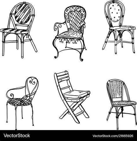 Set Of Chairs Sketch Royalty Free Vector Image