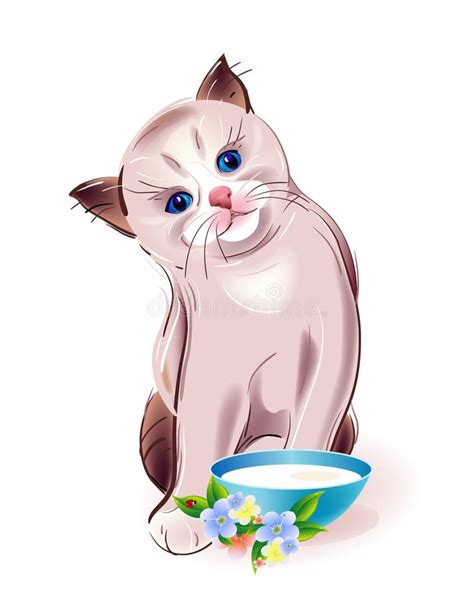 Kitten eating ice cream stock vector. Illustration of clip - 30805873