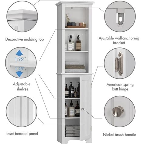 UTEX 64 Freestanding Storage Cabinet Bathroom Tall Cabinet With Doors