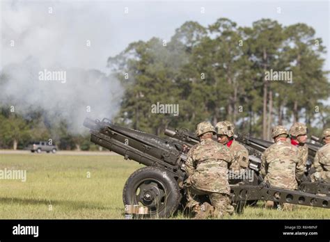 Artillerymen Fire Cannons To Honor The Reviewing Officer Maj Gen