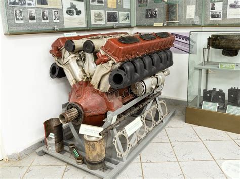 Tank Motor In Museum Of History Of The T 34 Tank Editorial Stock Photo