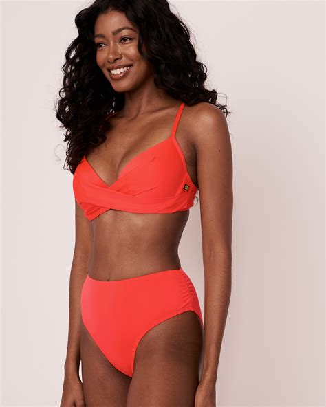 FIERY CORAL Recycled Fibers Bikini Bottom Neon La Vie En Rose