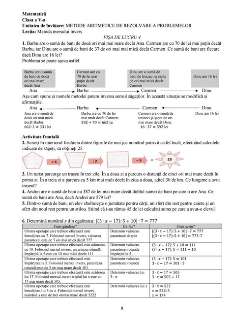 Metode Aritmetice De Rezolvare A Problemelor La Clasele Mici Arhiva