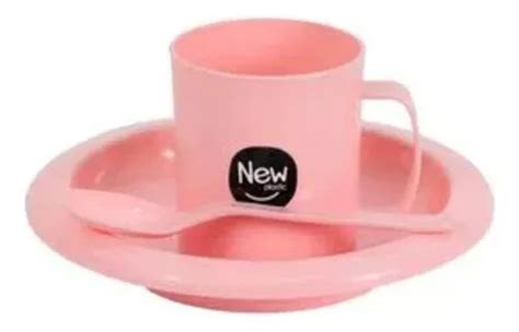 Kit Merenda Escolar Infantil Caneca Colher E Prato Rosa MercadoLivre