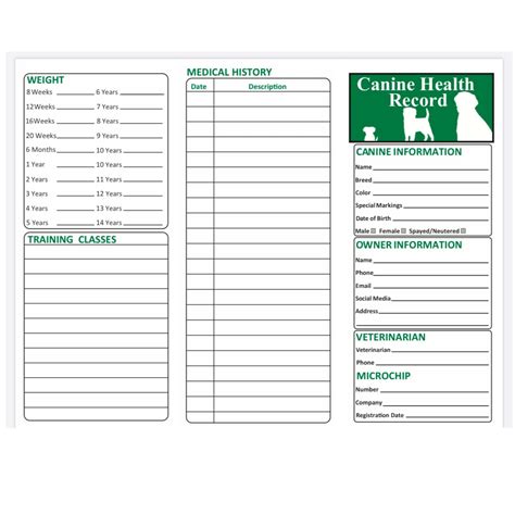 25 Dog Vaccination Record Tri Fold Forms Log Puppy Vaccines Height