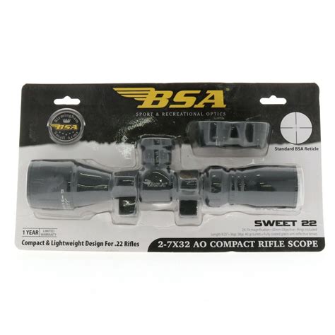 Bsa Optics Sweet 22 Rimfire Scope 2 7x32mm 1 Maintube 3030 Duplex