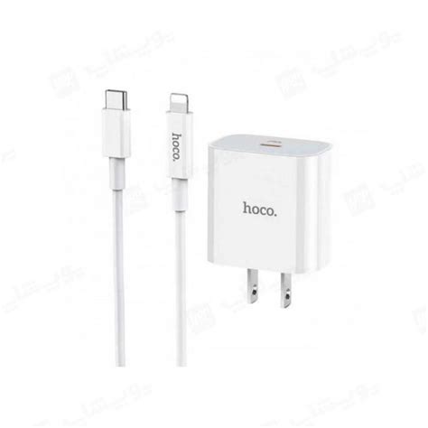 شارژر دیواری 20 وات هوکو مدل C76 Plus با کابل تایپ C به لایتنینگ