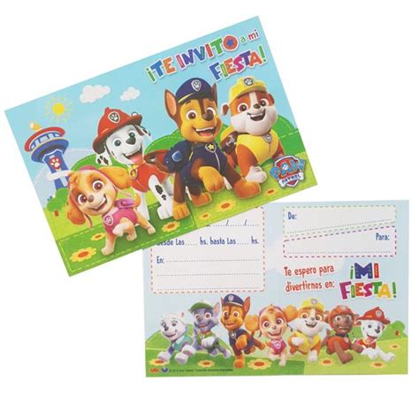 Invitaciones Paw Patrol 10u Partyplace