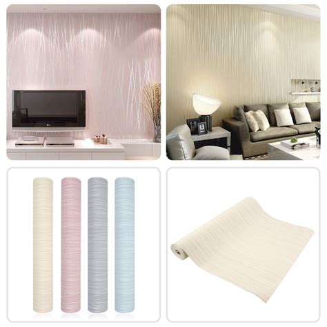 Hot Simple Modern Home Embossed Textured Lines Wallpaper Roll Striped ...