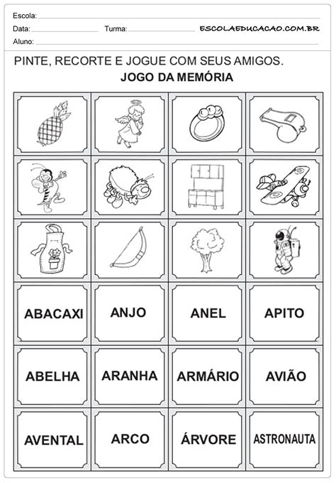 Atividades Para Educadores Jogo Da Mem Ria Palavras As S Labas B