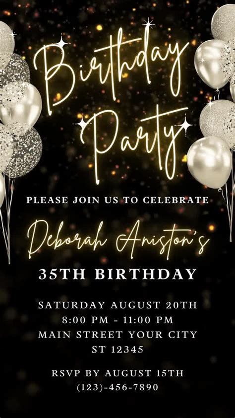 Black And Gold 50th Birthday Invitation Template Download