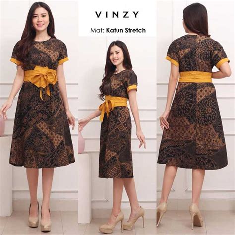 Jual Evercloth Vinzy Dress Batik Modern Wanita Gaun Terusan Jumbo