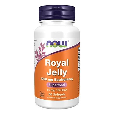 Now Foods Supplements Royal Jelly 1000 Mg With 10 Hda Hydroxy D Decenoic Acid 60 Softgels