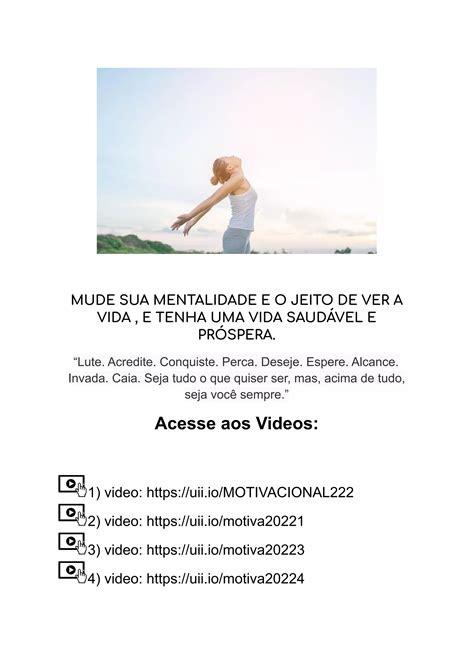 Mude Sua Mentalidade E Jeito De Ver A Vida Os Videos Abaixo Pdf