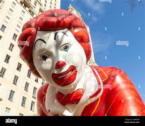 New York Ny November 28 2019 Ronald Mcdonald Giant Balloon Flown Low Because Of High Wind