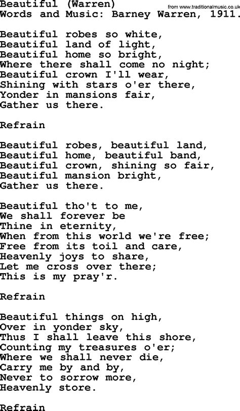 Hymns And Songs About Heaven Beautiful Warren Lyrics And Pdf