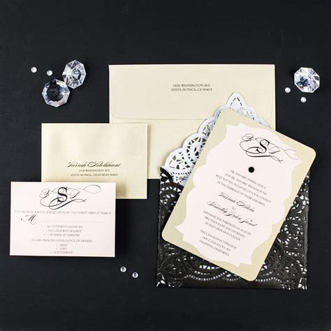 Black Lace Wedding Invitations - Too Chic & Little Shab Design Studio, Inc.