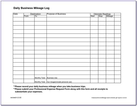 Irs Mileage Log Book Template Awesome Receipt Form Template In Mileage ...