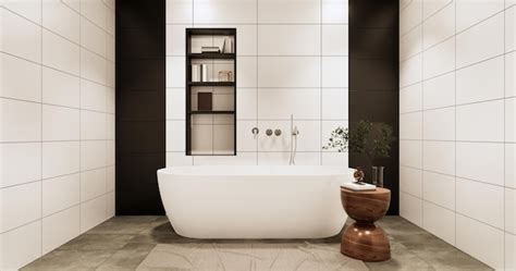 Premium Photo | Granite tiles white and black wall design toilet room ...