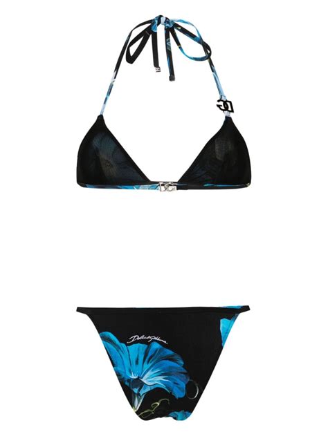 Dolce And Gabbana Floral Print Triangle Bikini Farfetch