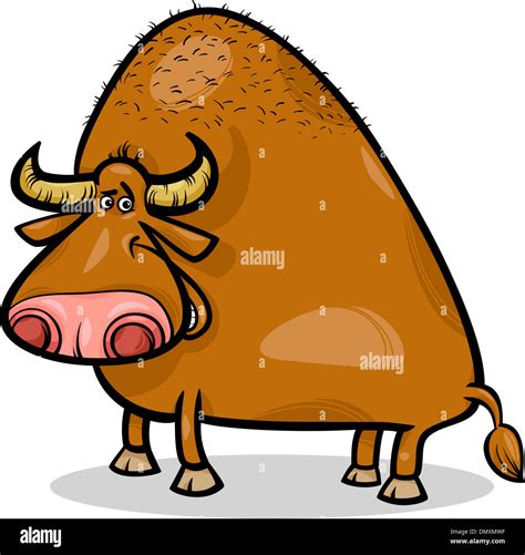 Cartoon Illustration of Funny Bull or Buffalo Stock Photo - Alamy