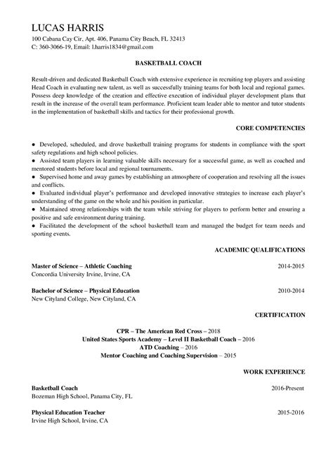 Basketball Coach Resume Template