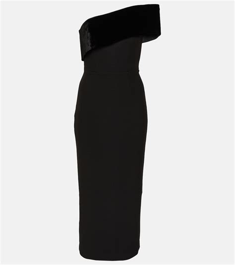 Asymmetric Crêpe Midi Dress In Black Roland Mouret Mytheresa