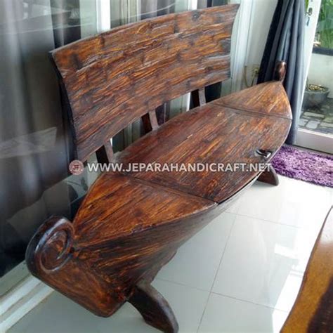 Jual Bangku Taman Antik Jati Model Perahu Asli Jepara Murah