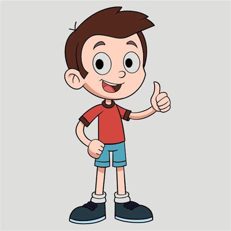 Una caricatura de un niño dando un signo de pulgares hacia arriba