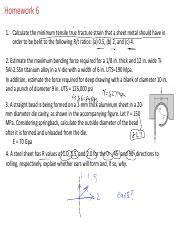 HW 6 Sheet Metal Forming Sols Pdf Homework 6 1 Calculate The