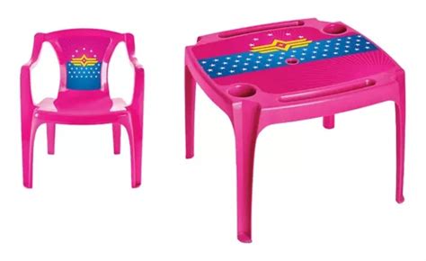 Mesa E Cadeira Infantil Rosa Didatica Educativa Princesa Frete grátis