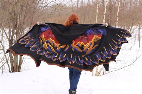 Шаль-крылья "Закат в горах" | Пикабу