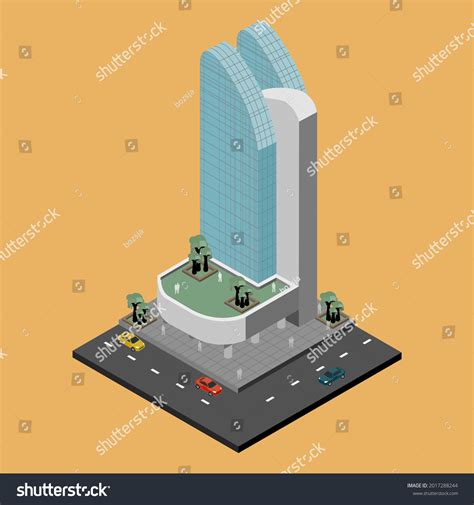 Isometric Highrise Building Podium Partauditorium Function Stock Vector ...