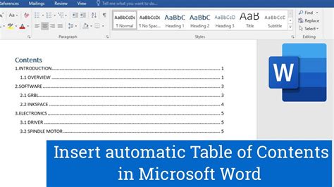 How To Insert Table Of Contents In Word Microsoft Word Youtube