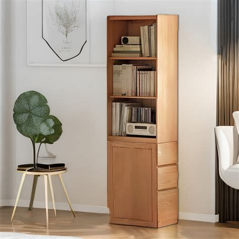 Latitude Run Armoire de rangement en bois massif avec armoire étroite