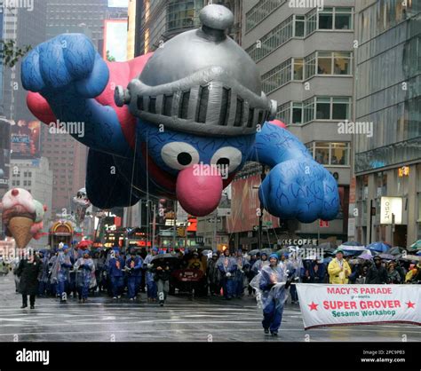 The Super Grover Balloon Moves Down Seventh Ave During The Macys