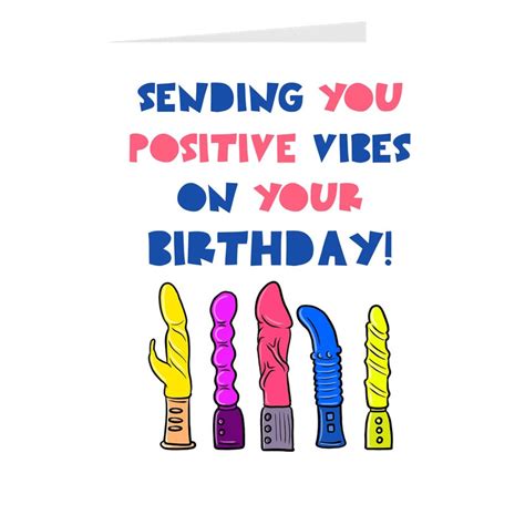 Rude Birthday Card Sending Positive Vibes Funny Dildo And Etsy