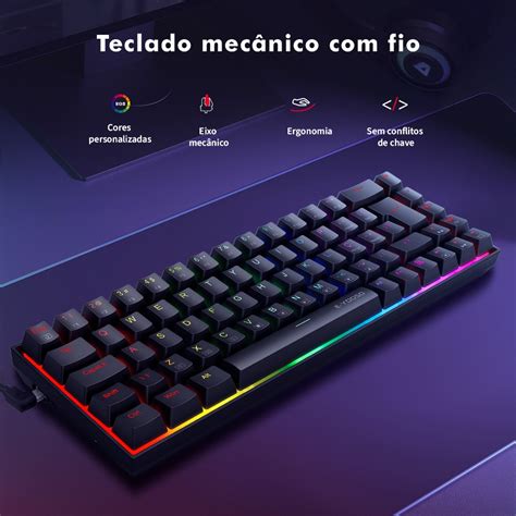 Teclado Mecanico Sem Fio Preto - Teclado Mecânico Ergonomico Preto - RGB, Sem Fio e Junta Portuguesa ...