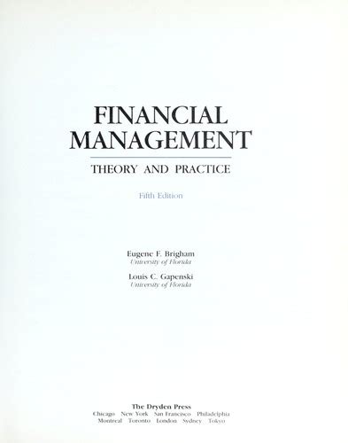 Financial Management By Eugene F Brigham Open Library