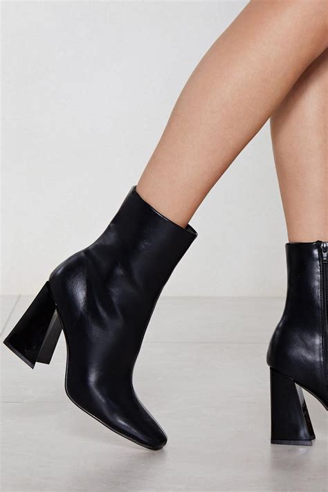 Flared Block Heel High Ankle Boots Nasty Gal