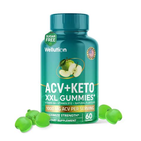 Wellution Keto Acv Gummies Apple Cider Vinegar Sugar Free 60 Count Fit Formula