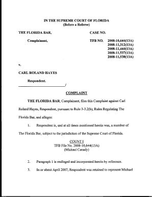 Fillable Online Floridabar THE FLORIDA BAR CASE NO TFB NO 2008