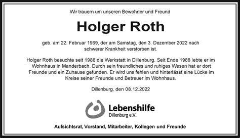 Traueranzeigen Von Holger Roth Vrm Trauer De