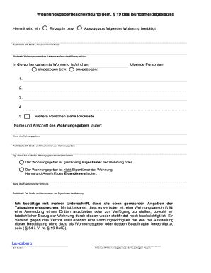 Wohnungsgeberbescheinigung Pdf Fill And Sign Printable Template Online