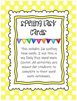 Word Work Spelling Task Cards By Clowning Around In Third Grade Tpt