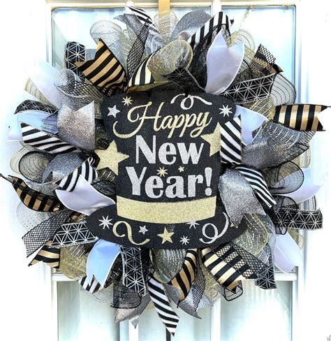 New Year's Wreath New Year Wreath Newyear Wreath Happy - Etsy