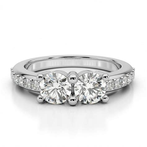 Moissanite Two Stone Diamond Engagement Ring Promise Or Anniversary