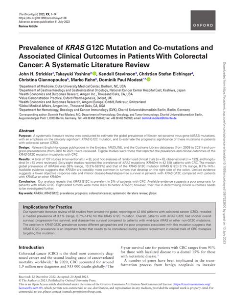 PDF Prevalence Of KRAS G12C Mutation And Co Mutations And Associated