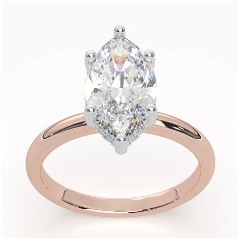 Marquise Solitaire Engagement Ring with hidden halo LR006W