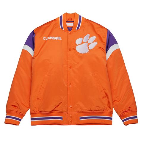 Orange Full-Snap Clemson University Heavyweight Satin Jacket